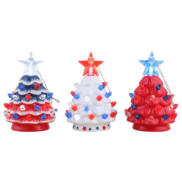 Mr. Christmas 3pc. Mini Nostalgic Ceramic Patriotic Trees