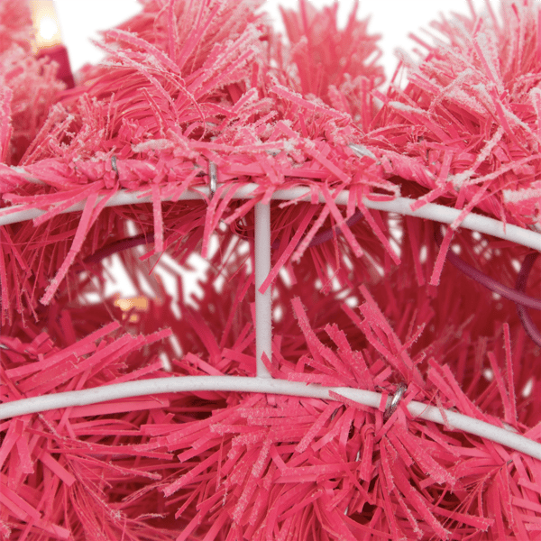 Northlight 24in. Pre-Lit Flocked Pink Artificial Christmas Wreath