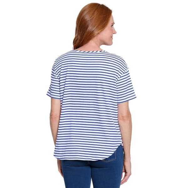 Womens Multiples Short Sleeve Round Neck Stripe Tee