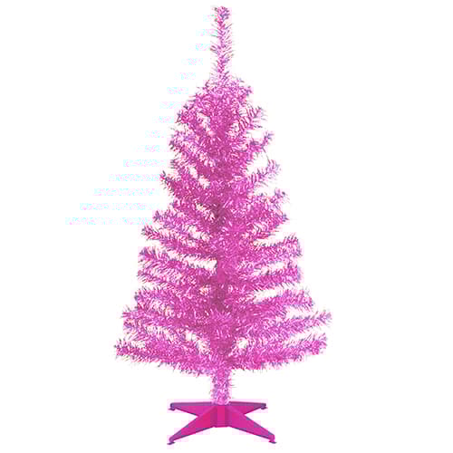 National Tree 3ft. Pink Tinsel Tree - image 