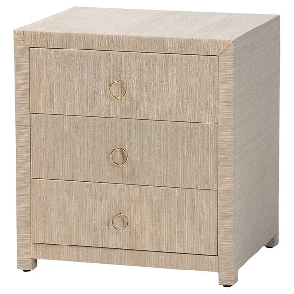 bali & pari Quinn Bohemian Woven Natural Grasscloth Nightstand - image 