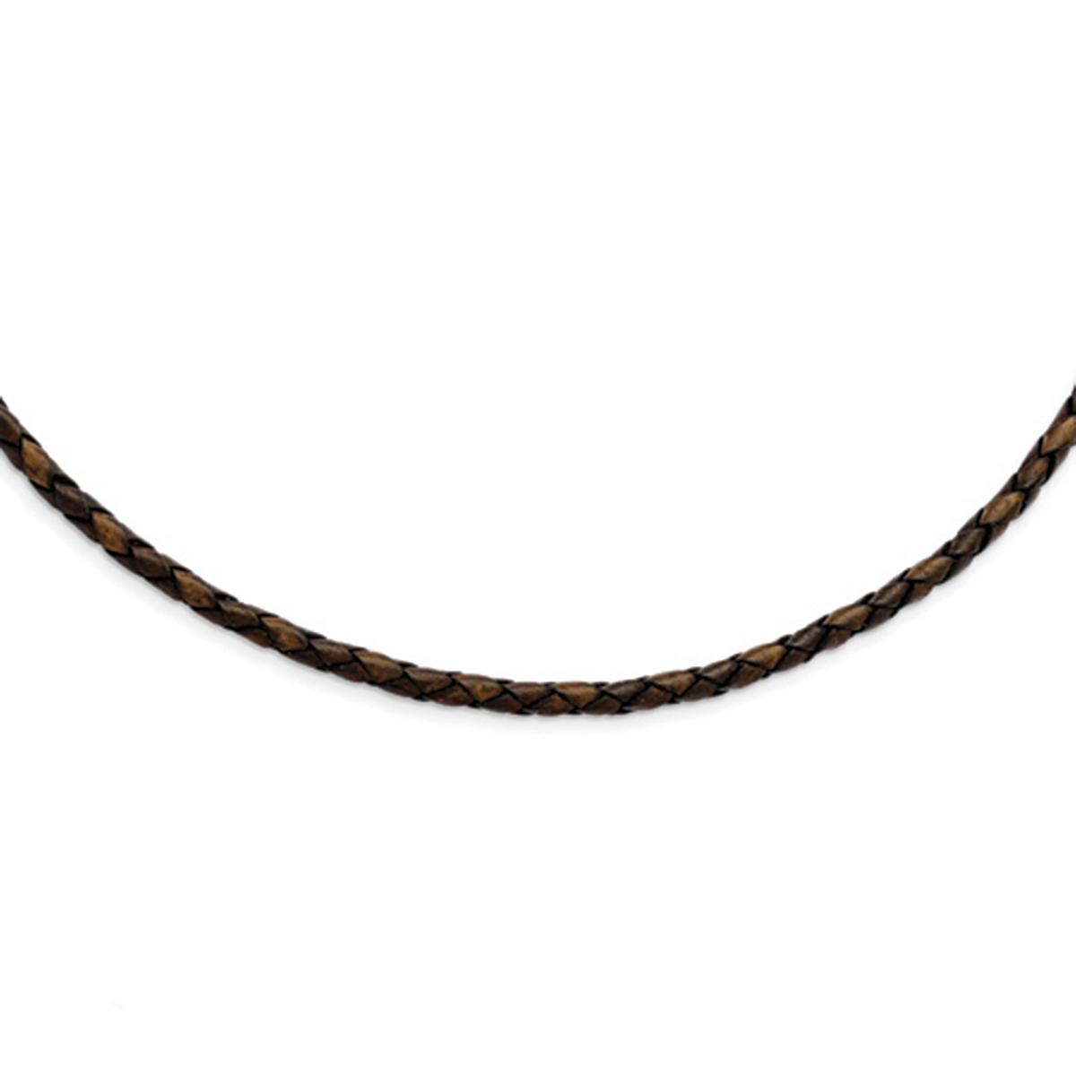 Mens Gentlemen's Classics(tm) Genuine Leather Hexagon Weave Necklace