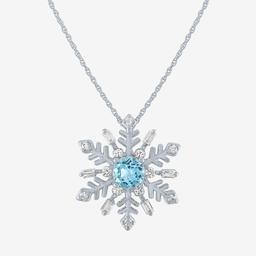 Gemstone Classics(tm) Blue Topaz & Sapphire Snowflake Pendant