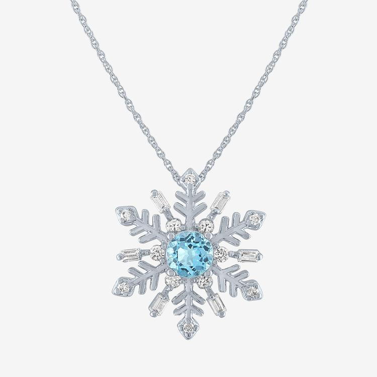 Gemstone Classics(tm) Blue Topaz & Sapphire Snowflake Pendant