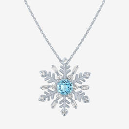 Gemstone Classics&#40;tm&#41; Blue Topaz & Sapphire Snowflake Pendant