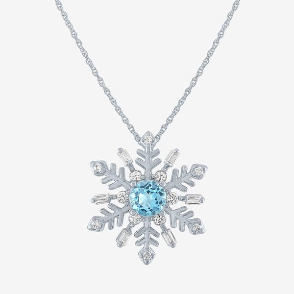 Gemstone Classics(tm) Blue Topaz & Sapphire Snowflake Pendant - image 