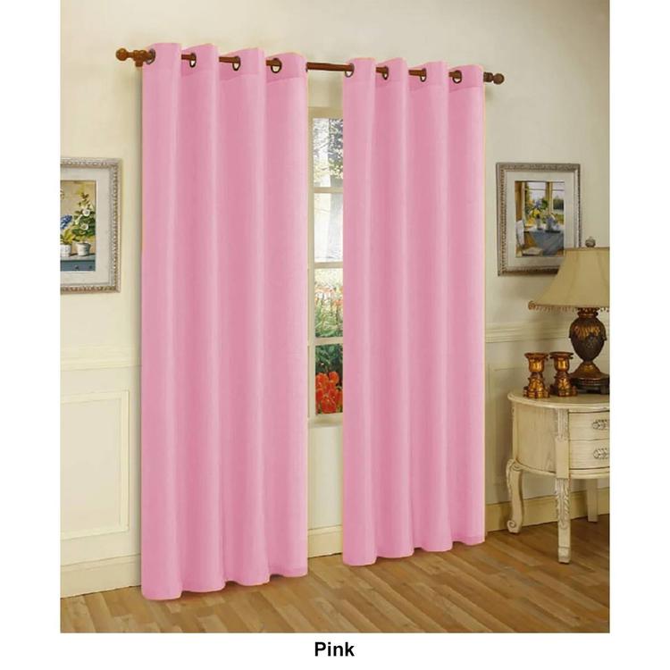 J&V Textiles Faux Silk Grommet Curtain Panels