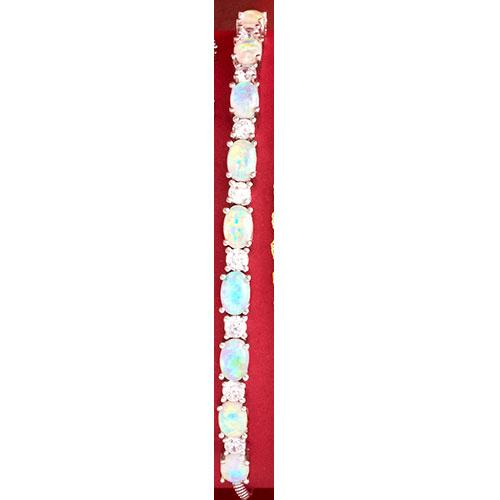 Gianni Argento Adjustable Oval White Opal Adjustable Bracelet