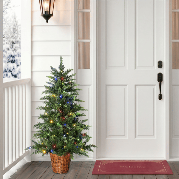 Puleo International 4ft. Dual-Color LED Potted Christmas Tree