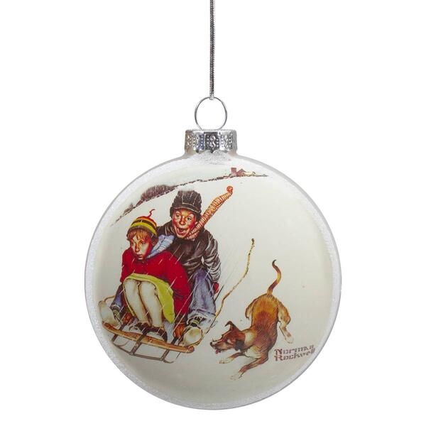 Northlight Seasonal Norman Rockwell Young Love Sledding Ornament - image 