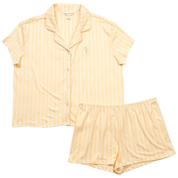 Womens Laura Ashley Daisy Embroidery Shadow Stripe Boxy Boxer Pa - image 