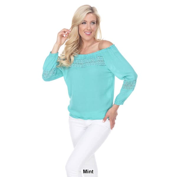 Womens White Mark Smocked Neckline Peasant Top