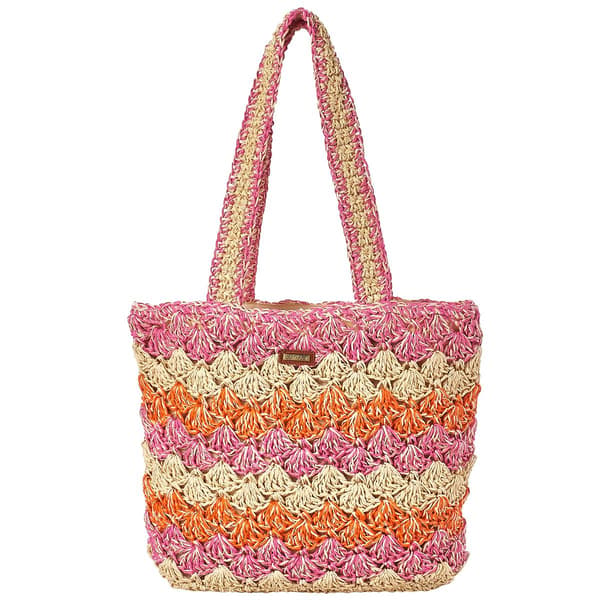 Sun ''N'' Sand Pink Paper Straw Tote - image 