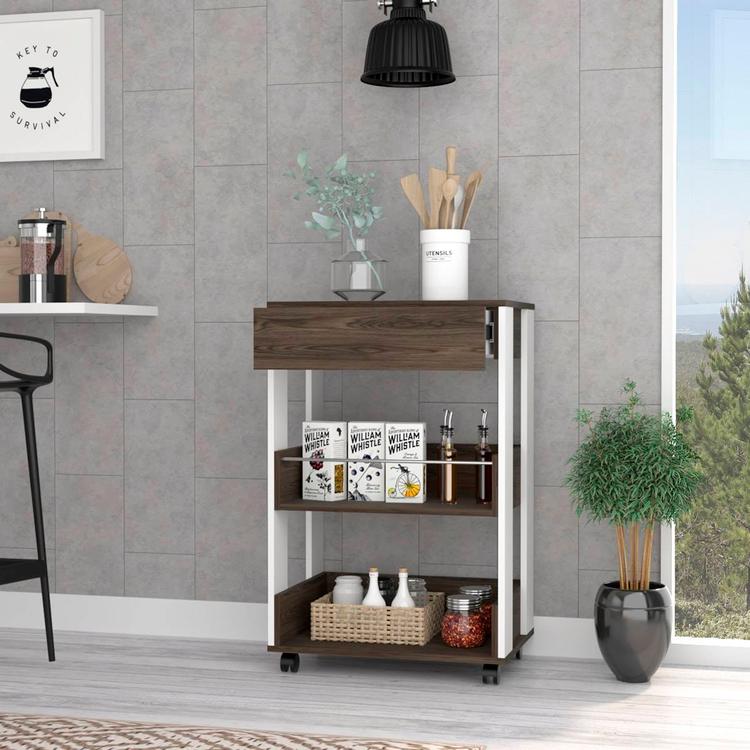 FM FURNITURE Dundee Dark Walnut Kitchen Cart