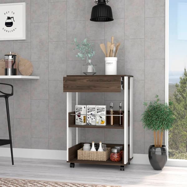 FM FURNITURE Dundee Dark Walnut Kitchen Cart