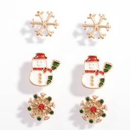 Snowflakes & Snowman Trio Earrings