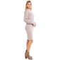 Juniors Pink Rose Ribbed Bubble Sleeve Crew Neck Shift Dress - image 4