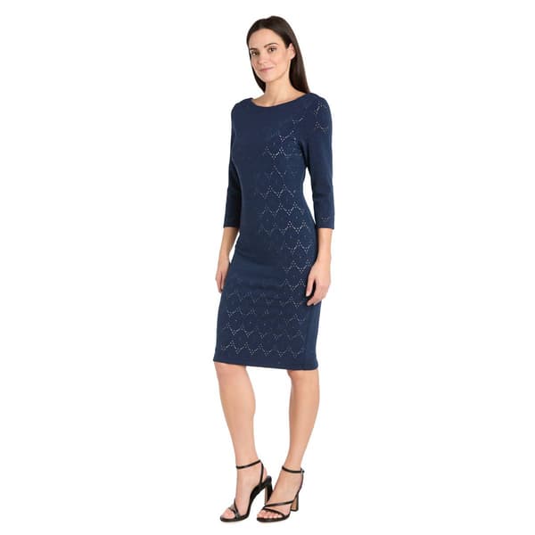 Womens R&M Richards 3/4 Sleeve A-Line Illusion Dress - image 