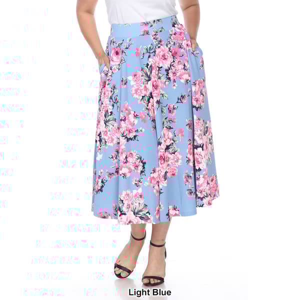Plus Size White Mark Tasmin Spring Floral Flare Midi Skirt