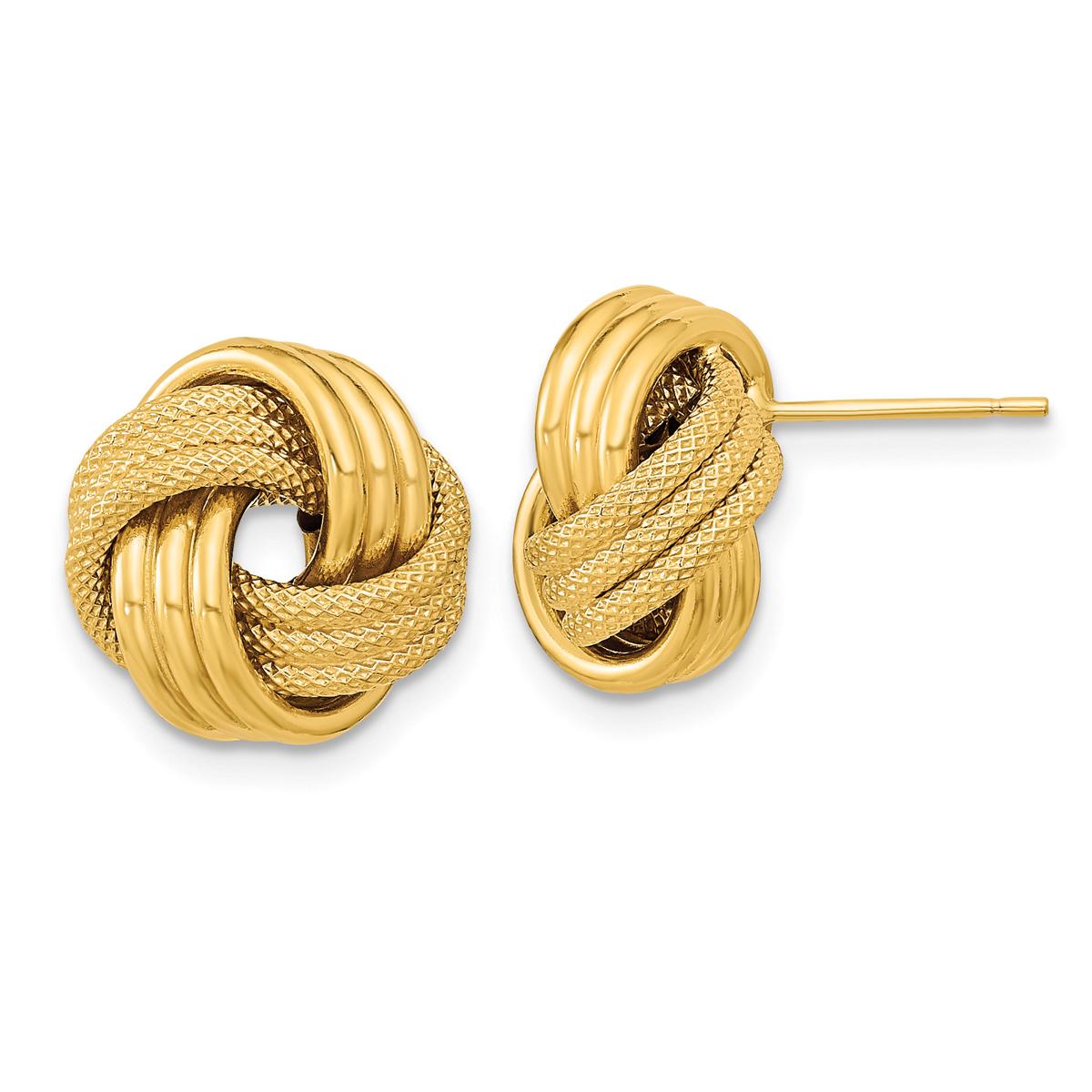 Gold Classics™ 12.5mm Triple Love Knot Stud Earrings