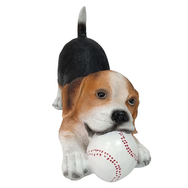Resin Beagle Playing with a Baseball - image 