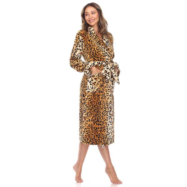 Womens White Mark Leopard Cozy Lounge Robe - image 