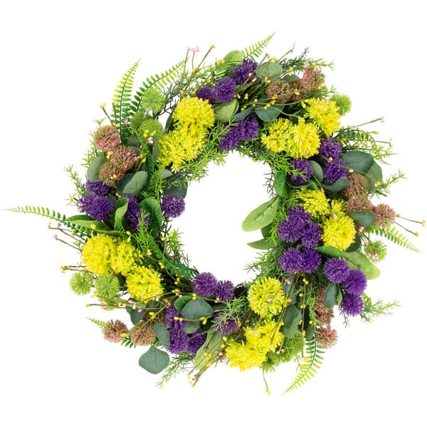 Northlight Seasonal Artificial Mixed Foliage & Thistle Wreath - image 
