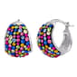 Fine Silver Plated Brass Multi-Color Crystal Hoop Earrings - image 1