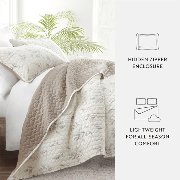 Soft Essentials Ultra Soft Botanical Reversible Quilt Set