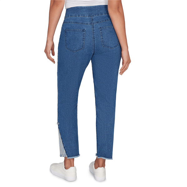 Petite Ruby Rd. Set Sail Nautical Stripe Inset Slim Fit Jean