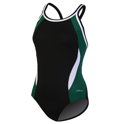Womens Dolfin&#40;R&#41; Color Block DBX One Piece Swimsuit-Black/Forest - image 