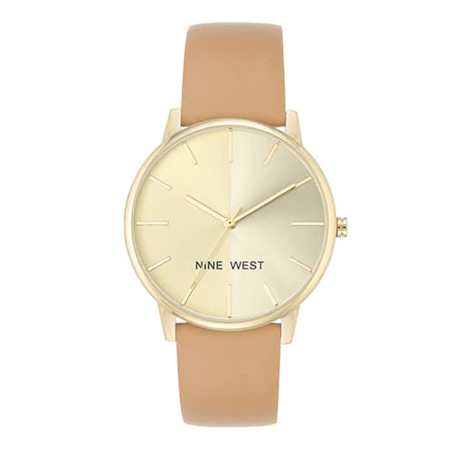 Womens Nine West Caramel Strap Watch-NW/1996CHCM - image 