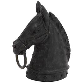9th & Pike&#40;R&#41; Black Polystone Horse Head Sculpture
