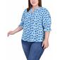 Plus Size NY Collection 3/4 Ruffle Sleeve Casual Button Down - image 1