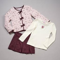 Girls(4-6x) Little Lass® 3pc. Quilted Jacket w/ Top & Skort Set