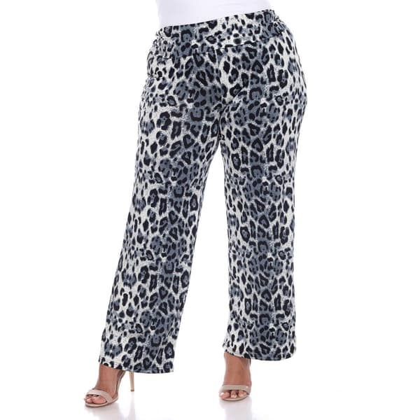 Plus Size White Mark Leopard Palazzo Pants - image 