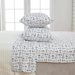 FreshFolds Newport Nautical Anchor Microfiber Sheet Set