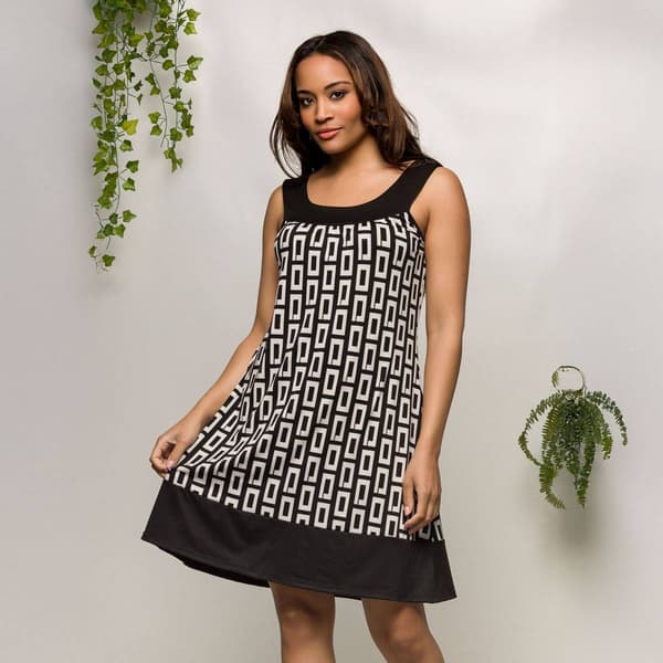 Womens 24/7 Comfort Apparel Black & White Knee Length Dress