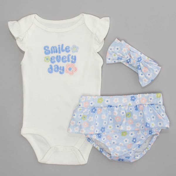 Baby Girl (NB-9M) Rene Rofe(R) Smile Bodysuit & Floral Bloomers Set