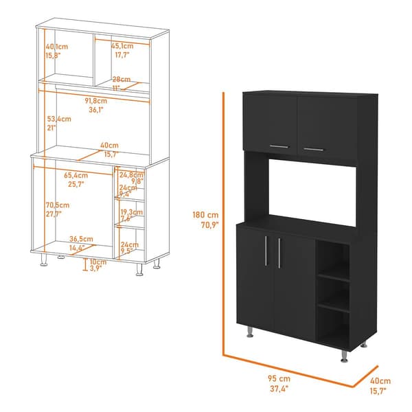 FM FURNITURE Colorado Black Wengue Pantry Cabinet