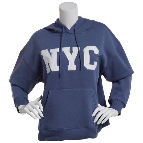 Juniors Pink Rose NYC Fleece Hoodie - image 