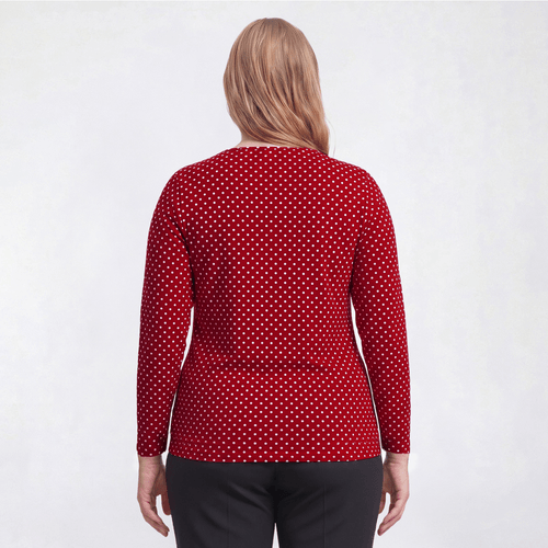 Plus Size Hasting & Smith Long Sleeve Polka Dot Tee