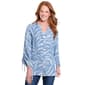 Womens Ali Miles Tie Sleeve Wavy Lines Double Button Front Top - image 1