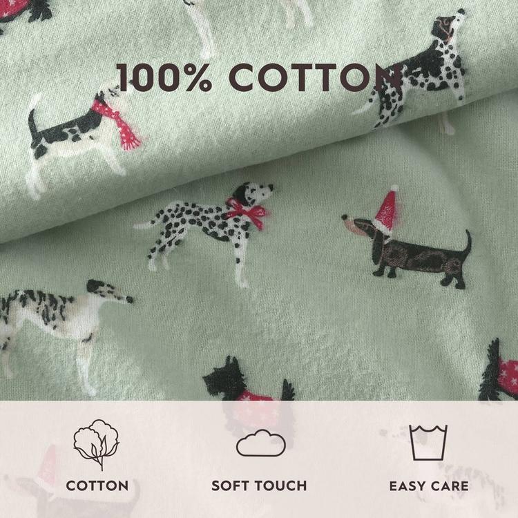 Laura Ashley Holiday Pups Cotton Flannel Sheet Set