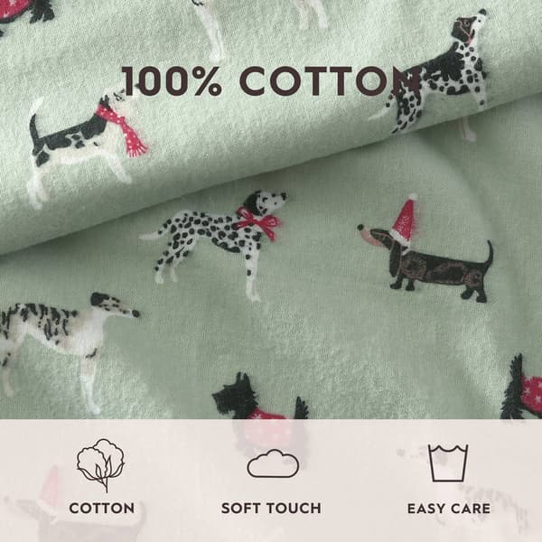 Laura Ashley Holiday Pups Cotton Flannel Sheet Set