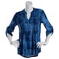 Petite Notations 3/4 Sleeve Tie Dye Jacquard Knit Pleat Henley - image 1