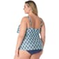 Plus Size Beach House Retro Geometric Ruffle Tankini Swim Top - image 2