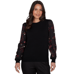 Womens Emaline Country Code Long Floral Sleeve Sweater
