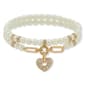 Anne Klein Gold Tone Pearl Crystal Stretch Heart Charm Bracelet - image 1