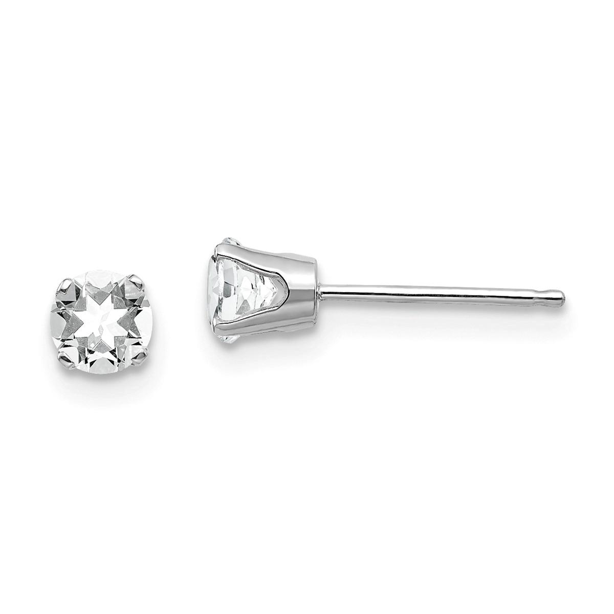 Gemstone Classics™ White Gold 4mm. White Topaz Earrings